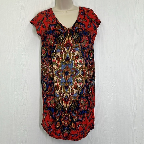 Anthropologie - Maeve Prins V Neck Short Sleeve Lightweight Colorful Dress Small - Picture 3 of 12